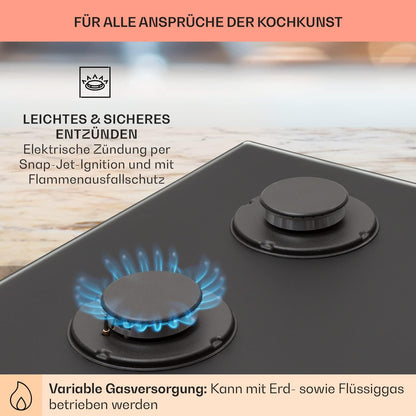 Klarstein Gasherd, Einbau-Gasherd für Propan Gasflasche, Gaskochfeld 4 Flammig, Gasherd für Küche, Camping & Wohnmobil, 8000 W Kochplatte, LPG Gaskocher, Herdplatte für Propangas, Edelstahl Gas-Herd
