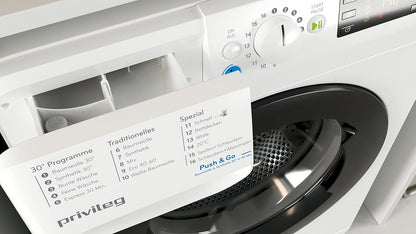 Privileg PWFV X 753 N Waschmaschine Frontlader/1400 U/min/7 kg/EEK B/Push & Go Steam/Schnell 20°/40°/60°, Express 30', Kurz 45'/Inverter-Motor/Mehrfachwasserschutz/Water Balance Plus