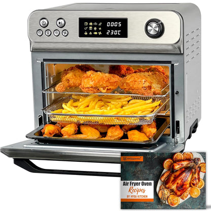 HYSapientia® 24L Heißluftfritteuse xxl，minibackofen mit umluft 1800W,mini backofen camping grill umluft mit kochplatten,heißluftofen 10 Programme,pizzaofen,Airfryer xxl