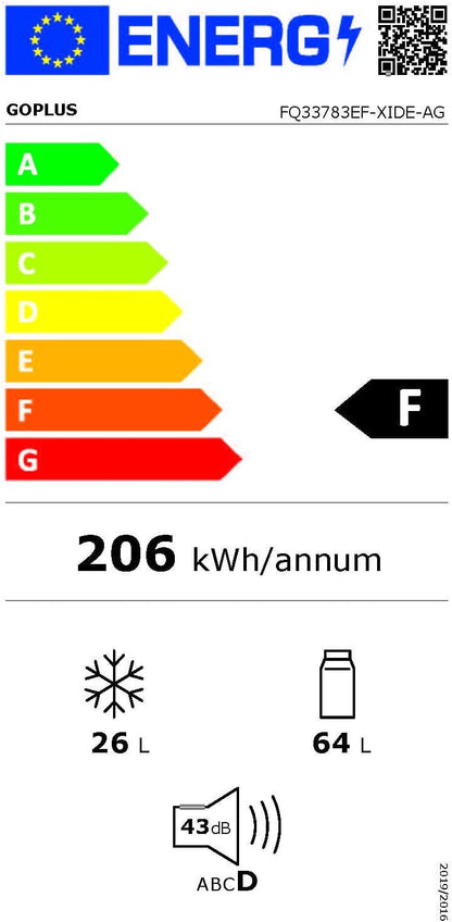 GOPLUS Kühlschrank mit Gefrierfach - Kühl Gefrierkombination / 90L Gesamtnutzinhalt, 27L Gefrierteil/Thermostat einstellbar/LED Innenbeleuchtung/Türanschlag wechselbar (Weiß)