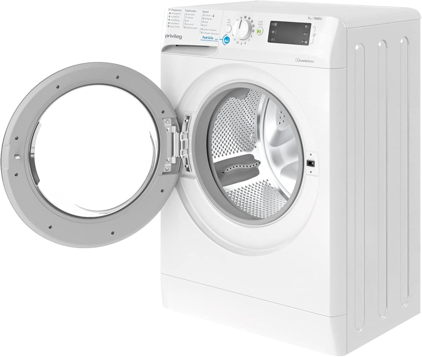 Privileg PWFV X 753 N Waschmaschine Frontlader/1400 U/min/7 kg/EEK B/Push & Go Steam/Schnell 20°/40°/60°, Express 30', Kurz 45'/Inverter-Motor/Mehrfachwasserschutz/Water Balance Plus