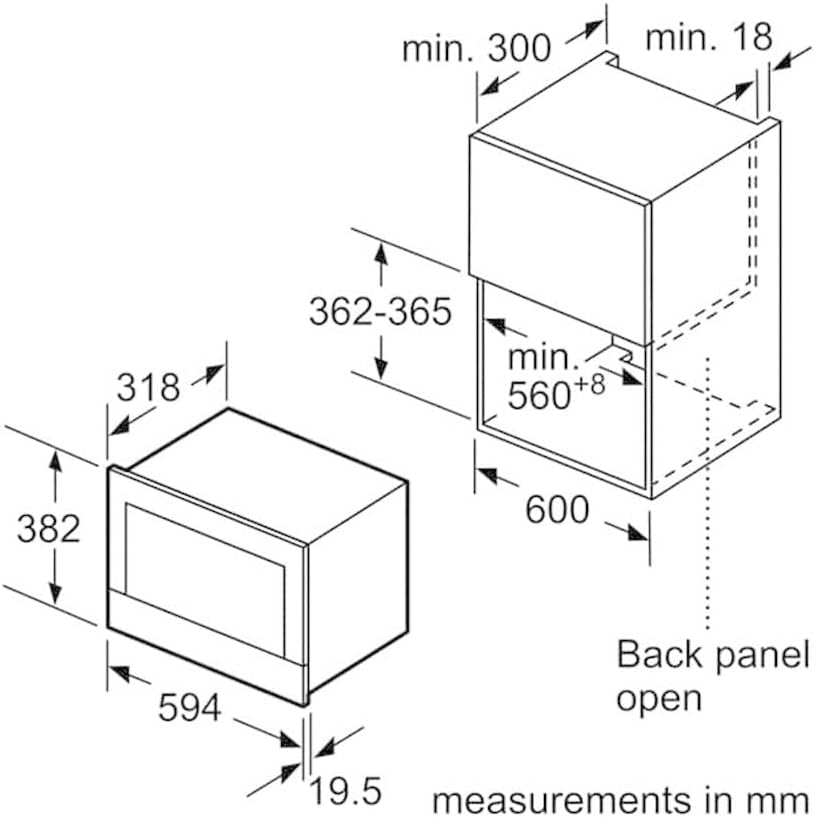 Bosch BFR634GS1 Serie 8 Einbau-Mikrowelle, Türanschlag Rechts, AutoPilot 7 Automatikprogramme, Reinigungsunterstützung, TFT-Touchdisplay, LED-Beleuchtung gleichmäßige Ausleuchtung, 38 x 60 cm, 900 W