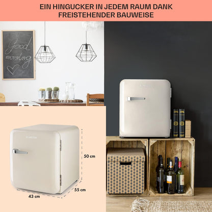 Klarstein Audrey Mini - kleiner Kühlschrank, kompakte Mini-Bar, freistehend, Kompressionskühlung, Fassungsvermögen, Kühlung: 0-10 °C, Mini-Kühlschrank mit 70 Liter Fassungsvermögen, rot