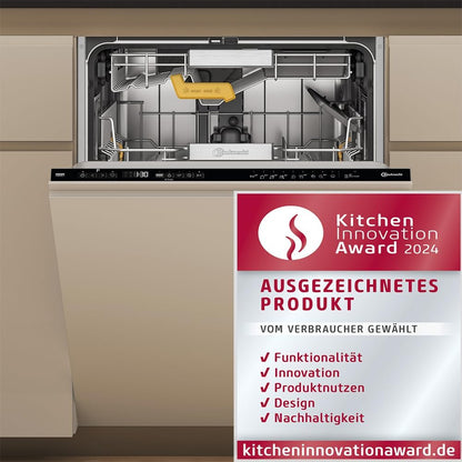 Bauknecht BCIO 3T341 PLET Vollintegrierbarer Geschirrspüler 60 cm /Edelstahl/14 Maßgedecke/10 Standardprogramme und 1 Sensorprogramm/PowerClean/ActiveDry/Besteckschublade/Vollwasserschutz