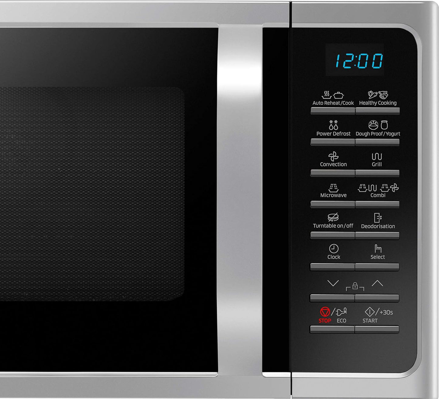 Samsung MC28H5015AS/EG Kombi-Mikrowelle mit Grill und Heißluft / 900 W / 28 L Garraum (Extra groß) / 51,7 cm Breite / Hefeteig-/Joghurt-Programm / silber