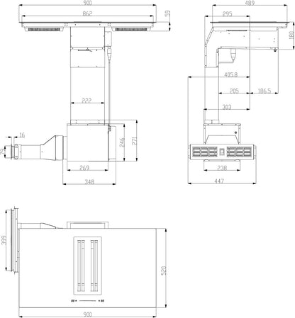 Klarstein 2-in-1 Induktionskochfeld mit Dunstabzug, Induktionskochfeld mit Abluft & Ventilator, 4-Zonen-Kochfeld, Glaskeramik-Einbauherd, Kochfeld mit Dunstabzug, Energieklasse A, 654m³/h Luftstrom