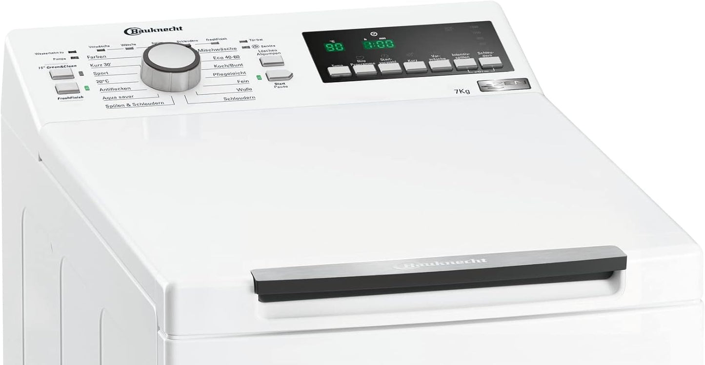 Bauknecht WMT Pro Eco 6ZB Toplader-Waschmaschine / 6 kg / 1200 UpM/Antiflecken-Programm/FreshFinish/ZEN Technology/Startzeitvorwahl/SoftOpening/Kurz 30'/ 15° Green& Clean