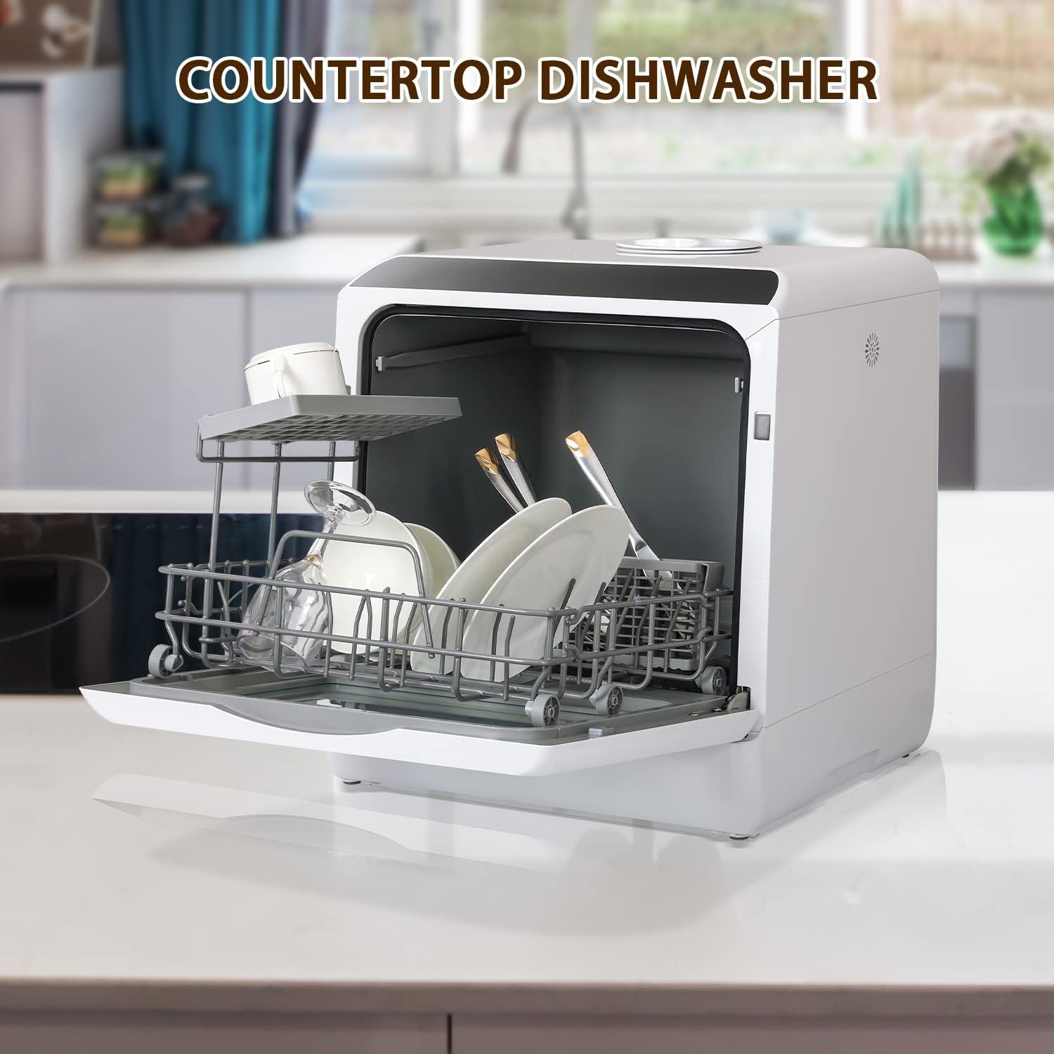 eklipt Table Top Dishwasher – Mini Countertop, 6 Programs, Built-In 5L Water Tank, Touch Control & Drying Cycle