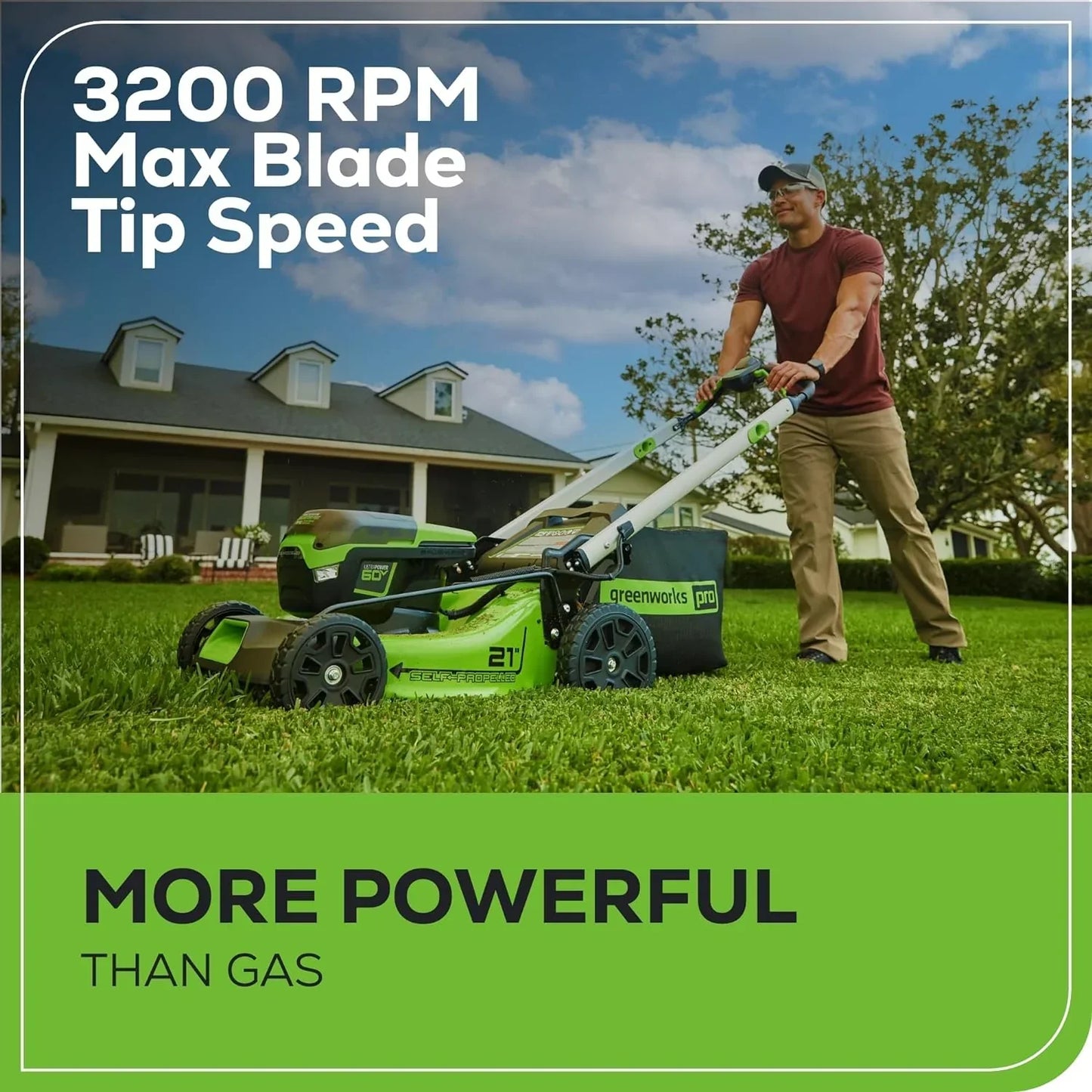 Greenworks 60V 21” Cordless (Self-Propelled) Lawn Mower , 2 x 4.0Ah Batteries and Dual Port Rapid Charger