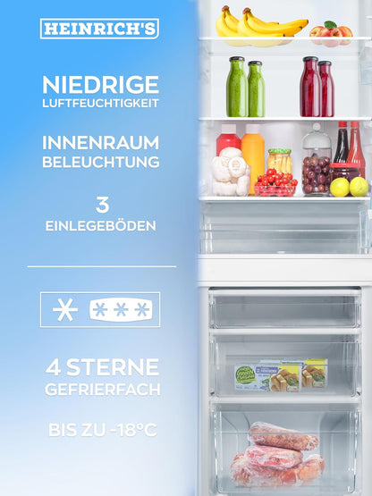 Heinrich´s Kühlgefrierkombination 175Liter, Kühlvolumen 122L, Gefrierfach 53L,LED Innenraumbeleuchtung, Kühlschrank Türanschlag wechselbar, leise 39dB,große Tiefkühlboxen, 7 Temperaturstufen, schwarz