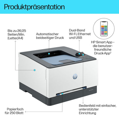 HP Color LaserJet Pro MFP 3302fdwg Multifunktions-Farblaserdrucker, Fax, Automatischer beidseitiger Druck, Touchscreen, Wi-Fi, Ethernet, USB, HP Wolf Pro Security