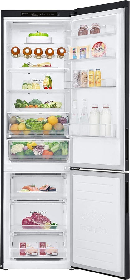 LG GBV22NCCEP Kühl-/Gefrierkombination – Smart Inverter Compressor, Total No Frost, Modern Flat Door Design, Matt Schwarz Metallic, Energieeffizienz A