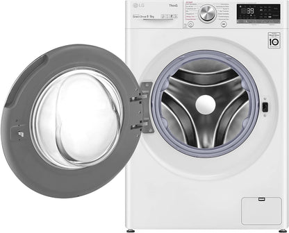 LG W4WR7096YB, Klasse D, Frontlader-Waschtrockner 9 - 6 kg, 62 x 60 x 85 cm, Wi-Fi, AI Direct Drive, Tiefenreinigung mit Dampf, TurboWash 360, Große Kapazität, Außentür aus gehärtetem Glas, Weiß