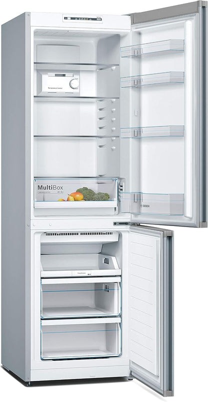 Bosch KGN36NWEA Serie 2 Kühl-Gefrier-Kombination, 186 x 60 cm, 215 L Kühlen & 87 L Gefrieren, NoFrost nie wieder abtauen, LED-Beleuchtung gleichmäßige Ausleuchtung