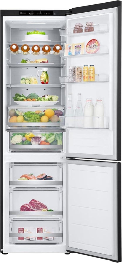 LG GBV22NCCEP Kühl-/Gefrierkombination – Smart Inverter Compressor, Total No Frost, Modern Flat Door Design, Matt Schwarz Metallic, Energieeffizienz A