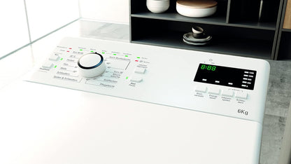 Bauknecht WMT Pro Eco 6ZB Toplader-Waschmaschine / 6 kg / 1200 UpM/Antiflecken-Programm/FreshFinish/ZEN Technology/Startzeitvorwahl/SoftOpening/Kurz 30'/ 15° Green& Clean