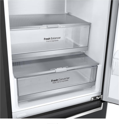 LG GBV22NCCEP Kühl-/Gefrierkombination – Smart Inverter Compressor, Total No Frost, Modern Flat Door Design, Matt Schwarz Metallic, Energieeffizienz A