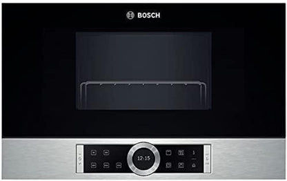 Bosch BFR634GS1 Serie 8 Einbau-Mikrowelle, Türanschlag Rechts, AutoPilot 7 Automatikprogramme, Reinigungsunterstützung, TFT-Touchdisplay, LED-Beleuchtung gleichmäßige Ausleuchtung, 38 x 60 cm, 900 W