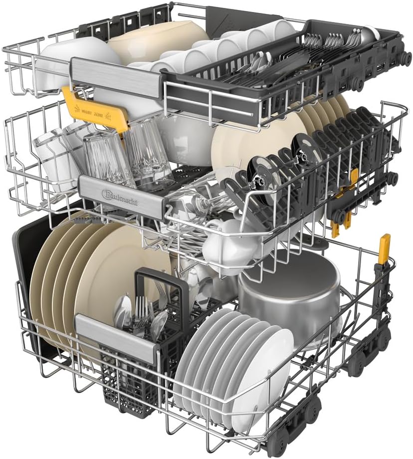 Bauknecht BCIO 3T341 PLET Vollintegrierbarer Geschirrspüler 60 cm /Edelstahl/14 Maßgedecke/10 Standardprogramme und 1 Sensorprogramm/PowerClean/ActiveDry/Besteckschublade/Vollwasserschutz