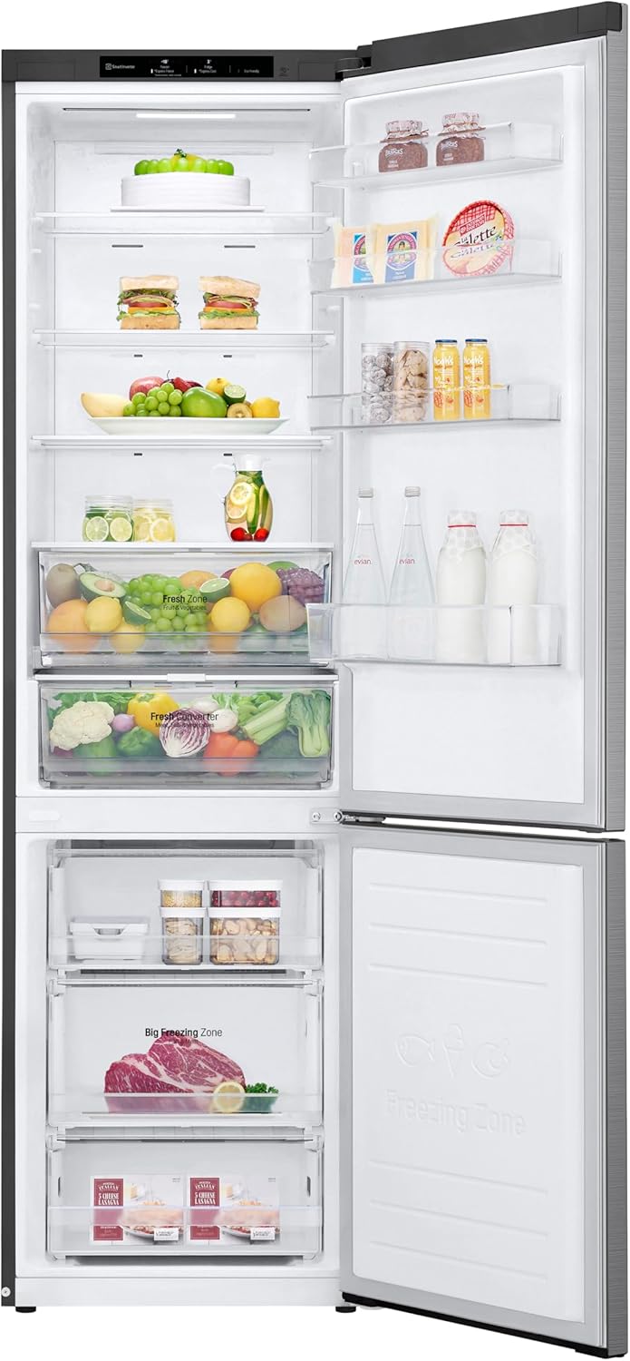 LG GBV22NCCEP Kühl-/Gefrierkombination – Smart Inverter Compressor, Total No Frost, Modern Flat Door Design, Matt Schwarz Metallic, Energieeffizienz A