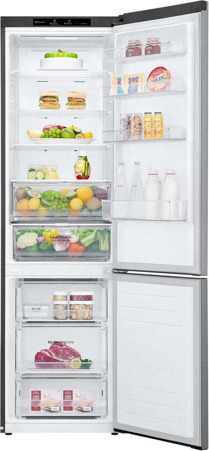 LG GBV22NCCEP Kühl-/Gefrierkombination – Smart Inverter Compressor, Total No Frost, Modern Flat Door Design, Matt Schwarz Metallic, Energieeffizienz A
