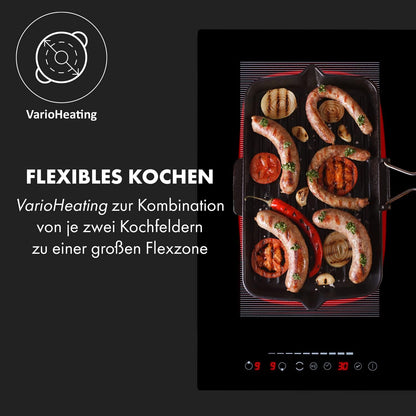Klarstein 2-in-1 Induktionskochfeld mit Dunstabzug, Induktionskochfeld mit Abluft & Ventilator, 4-Zonen-Kochfeld, Glaskeramik-Einbauherd, Kochfeld mit Dunstabzug, Energieklasse A, 654m³/h Luftstrom