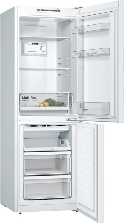 Bosch KGN36NWEA Serie 2 Kühl-Gefrier-Kombination, 186 x 60 cm, 215 L Kühlen & 87 L Gefrieren, NoFrost nie wieder abtauen, LED-Beleuchtung gleichmäßige Ausleuchtung