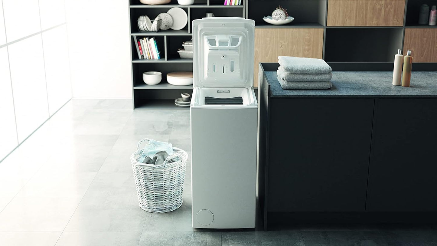 Bauknecht WMT Pro Eco 6ZB Toplader-Waschmaschine / 6 kg / 1200 UpM/Antiflecken-Programm/FreshFinish/ZEN Technology/Startzeitvorwahl/SoftOpening/Kurz 30'/ 15° Green& Clean