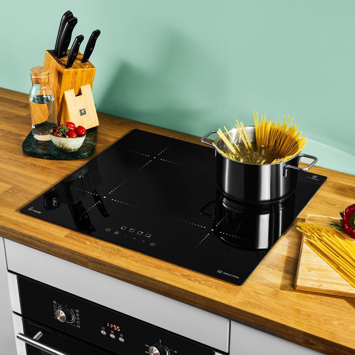 Autarkes Herdset: 60cm Einbaubackofen BO8805SS + 59cm Kochfeld CH5901RL | Grill | Heißluft | Automatik-Timer | 2-fach Wärmeschutzverglasung | Kindersicherung | Knebelbedienung | SET8805CH59RL