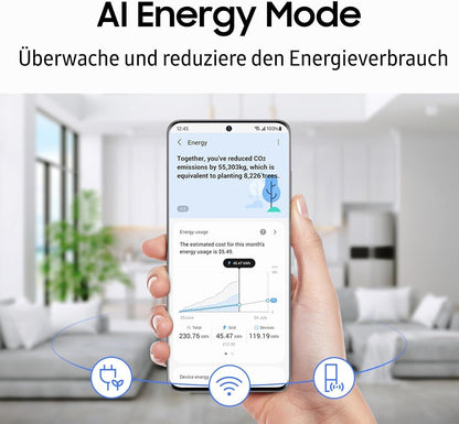 Samsung Kühl-Gefrier-Kombination, Kühlschrank mit Gefrierfach, 203 cm, 390 l Gesamtvolumen, 114 l Gefrierteil, AI Energy Mode, Flaschenregal, Premium Black Steel, RL38C602CB1/EG