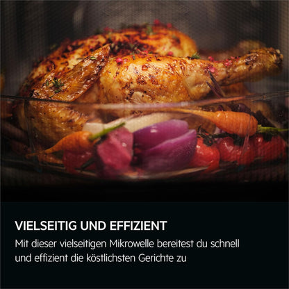 AEG Einbau-Mikrowelle Serie 6000 mit Steam Set - 60 cm - 17 L Garraum - Touch-Bedienung - Display mit Uhr - Auftau-Funktion - Drehteller Ø 272 mm - Schwarz - TB6SM171DB
