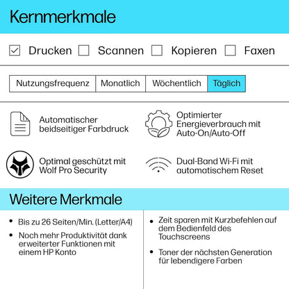HP Color LaserJet Pro MFP 3302fdwg Multifunktions-Farblaserdrucker, Fax, Automatischer beidseitiger Druck, Touchscreen, Wi-Fi, Ethernet, USB, HP Wolf Pro Security