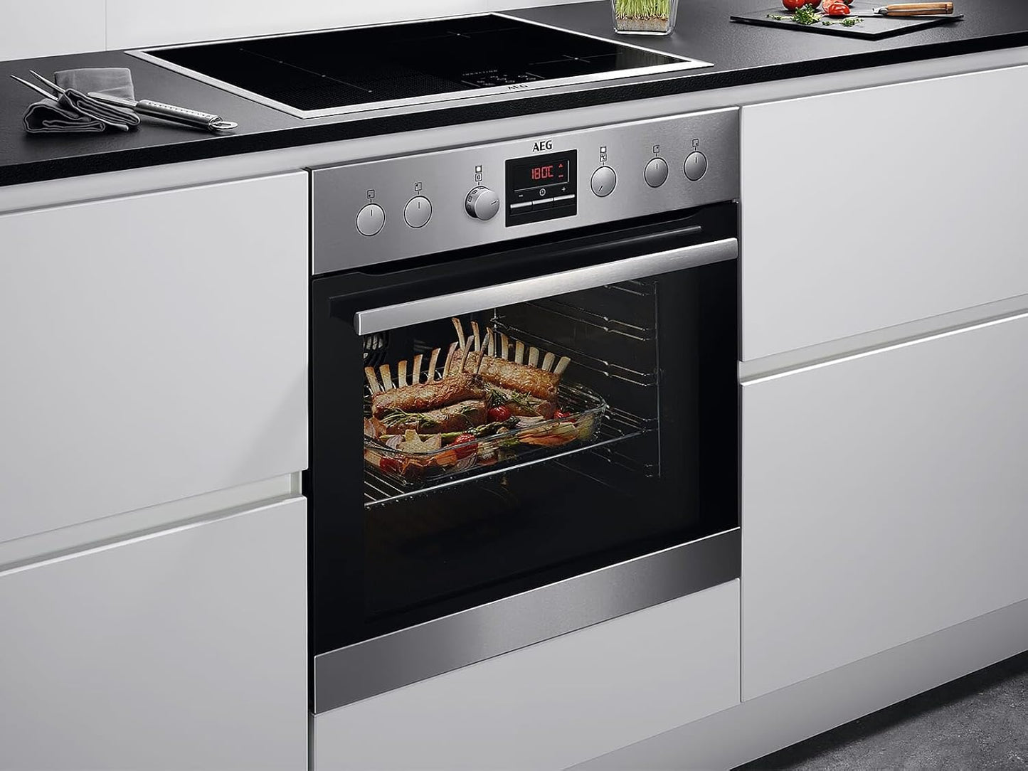 AEG EPS33102ZM Einbauherd/Pyrolyse – Selbstreinigung/Grillfunktion/Display mit Uhr/Kindersicherung/A+ / Edelstahl mit Antifingerprint