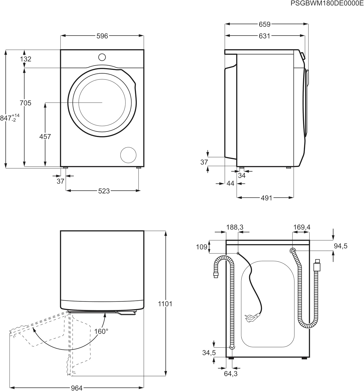 AEG L6FBG51470 Waschmaschine / Serie 6000 mit ProSense / Testsieger der Stiftung Warentest / 7,0 kg / Leise / Mengenautomatik / Nachlegefunktion / Kindersicherung / Wasserstopp / 1400 U/min