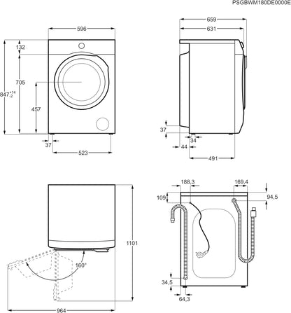 AEG L6FBG51470 Waschmaschine / Serie 6000 mit ProSense / Testsieger der Stiftung Warentest / 7,0 kg / Leise / Mengenautomatik / Nachlegefunktion / Kindersicherung / Wasserstopp / 1400 U/min