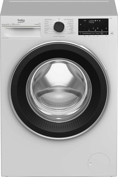 Beko B3WFU58415W1 b300 Waschmaschine, 8 kg, Waschvollautomat, Restzeitanzeige, Schleuderwahl, 1400 U/min, Dampffunktion, AddXtra-Nachlegefunktion, Bluetooth, Hygiene+ allergikergeeignet, Weiß