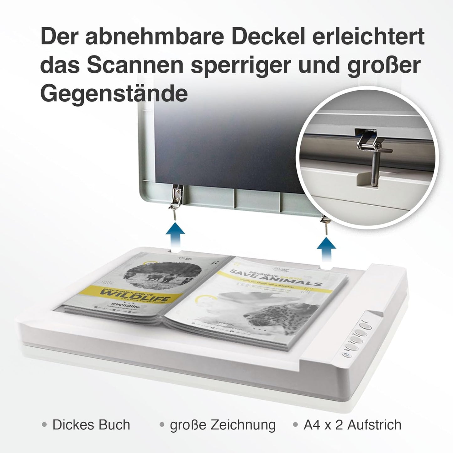Plustek A3-Flachbettscanner OS1180, für A3-Grafiken und Dokumente Design für Büchereien, Schulen und kleine Büros. Benötigt ca. 9 Sekunden für EIN A3-Dokument.
