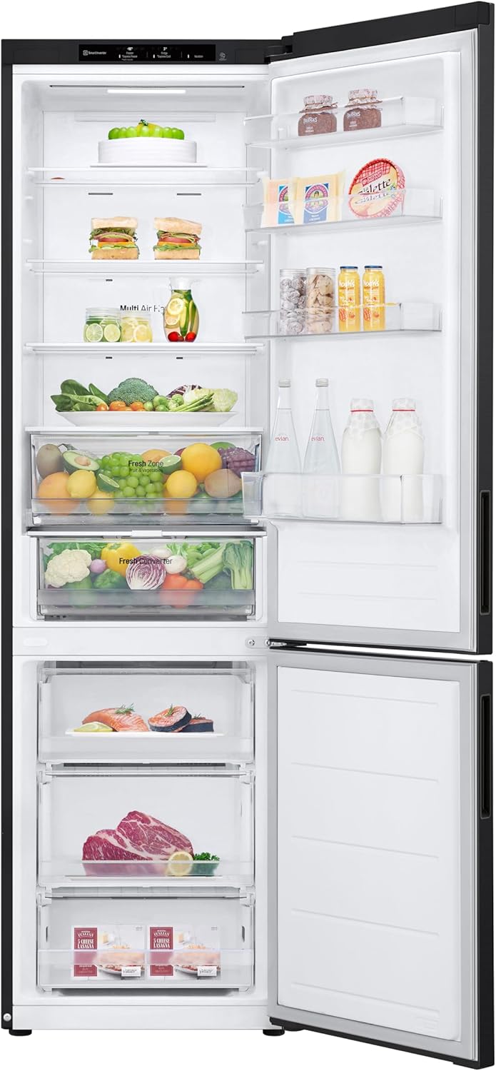 LG GBV22NCCEP Kühl-/Gefrierkombination – Smart Inverter Compressor, Total No Frost, Modern Flat Door Design, Matt Schwarz Metallic, Energieeffizienz A