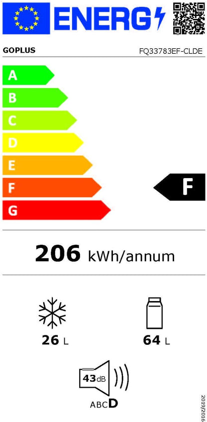 GOPLUS Kühlschrank mit Gefrierfach - Kühl Gefrierkombination / 90L Gesamtnutzinhalt, 27L Gefrierteil/Thermostat einstellbar/LED Innenbeleuchtung/Türanschlag wechselbar (Weiß)