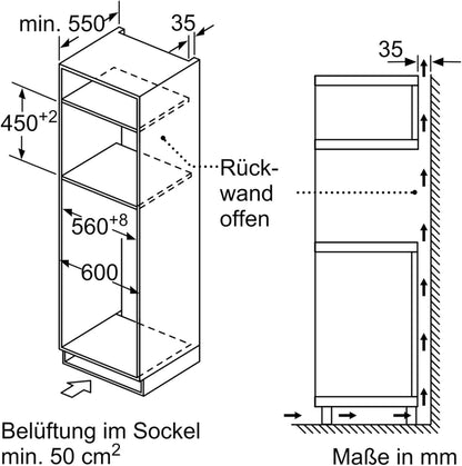 Bosch BFR634GS1 Serie 8 Einbau-Mikrowelle, Türanschlag Rechts, AutoPilot 7 Automatikprogramme, Reinigungsunterstützung, TFT-Touchdisplay, LED-Beleuchtung gleichmäßige Ausleuchtung, 38 x 60 cm, 900 W