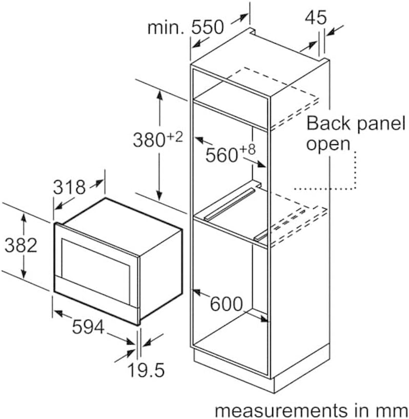 Bosch BFR634GS1 Serie 8 Einbau-Mikrowelle, Türanschlag Rechts, AutoPilot 7 Automatikprogramme, Reinigungsunterstützung, TFT-Touchdisplay, LED-Beleuchtung gleichmäßige Ausleuchtung, 38 x 60 cm, 900 W
