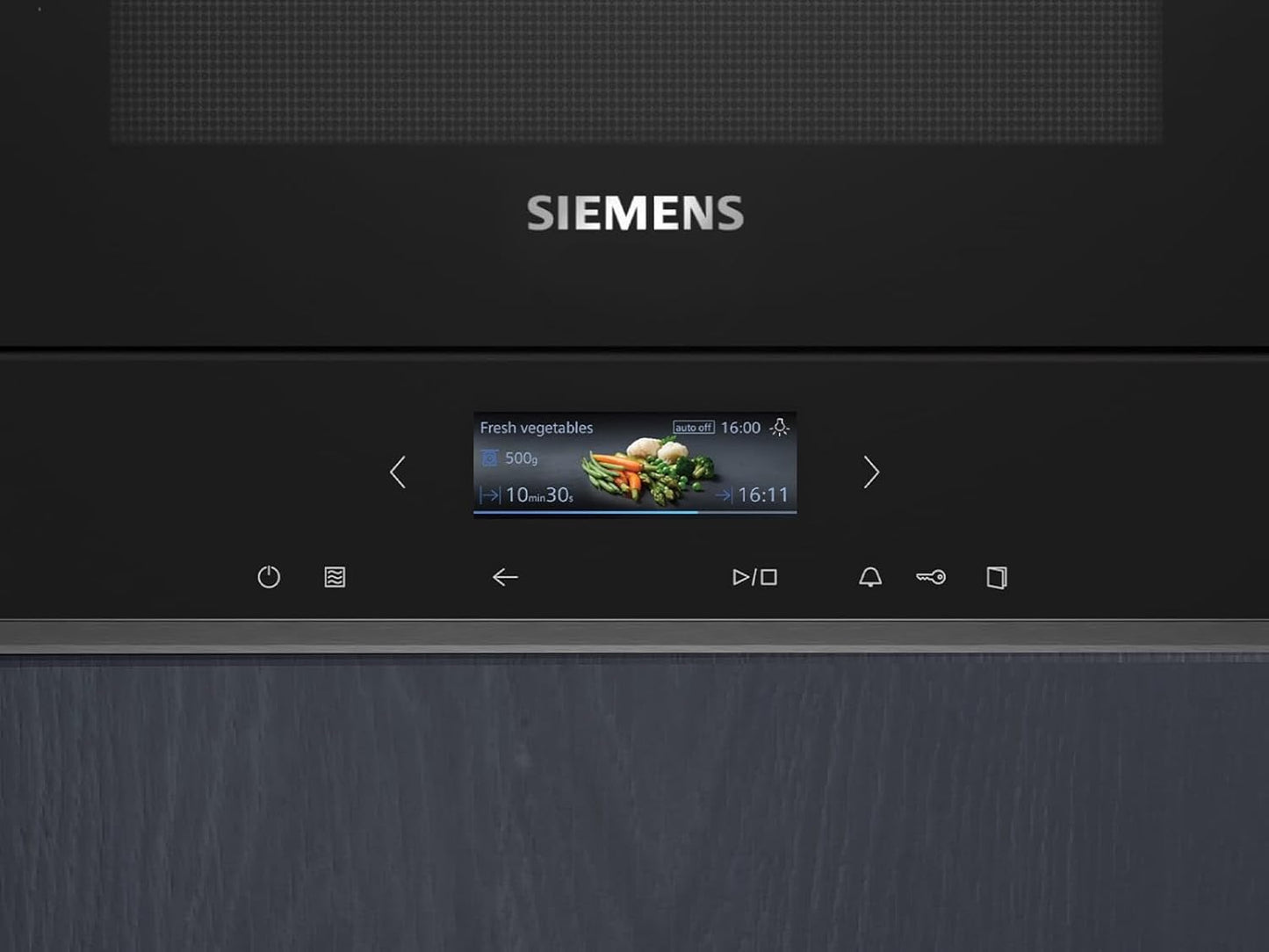 Siemens BF722R1B1 iQ700 Einbau-Mikrowelle, Schwarz, cookControl7 - Automatikprogramme, humidClean Plus - Innenraumreinigung, cookControl Plus - für beste Ergebnisse, TFT-Full-Touchdisplay