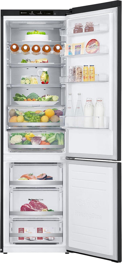 LG GBV22NCCEP Kühl-/Gefrierkombination – Smart Inverter Compressor, Total No Frost, Modern Flat Door Design, Matt Schwarz Metallic, Energieeffizienz A
