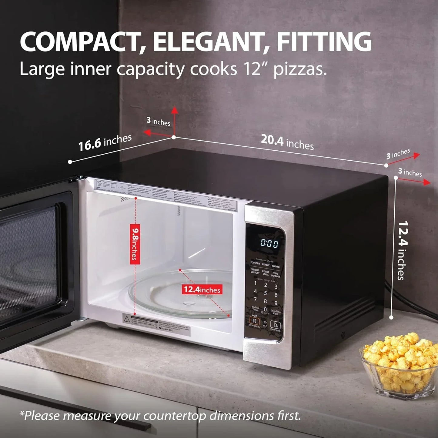 TOSHIBA 4-in-1 ML-EC42P(SS) Countertop Microwave Oven, Smart Sensor, Convection, Air Fryer Combo, Mute Function, Position Memory 13.6" Turntable, 1.5 Cu Ft, 1000W, Silver
