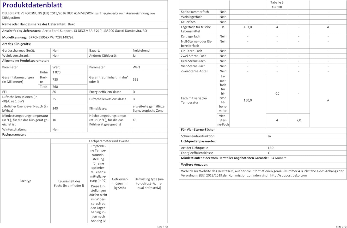 Beko RCNE366E70ZXBRN bPRO700 freistehende Kühl-/Gefrierkombination, großer Kühlschrank, 323 l Gesamtrauminhalt, HarvestFresh, NoFrost, leise, SmoothFit, 0°C-Zone, Dark Inox