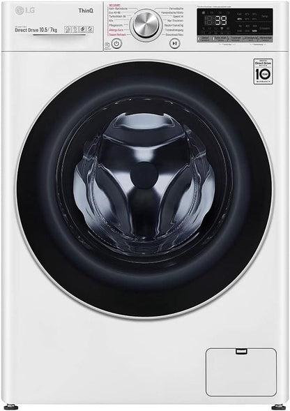 LG W4WR7096YB, Klasse D, Frontlader-Waschtrockner 9 - 6 kg, 62 x 60 x 85 cm, Wi-Fi, AI Direct Drive, Tiefenreinigung mit Dampf, TurboWash 360, Große Kapazität, Außentür aus gehärtetem Glas, Weiß
