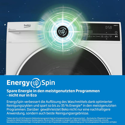 Beko B3WFU58415W1 b300 Waschmaschine, 8 kg, Waschvollautomat, Restzeitanzeige, Schleuderwahl, 1400 U/min, Dampffunktion, AddXtra-Nachlegefunktion, Bluetooth, Hygiene+ allergikergeeignet, Weiß
