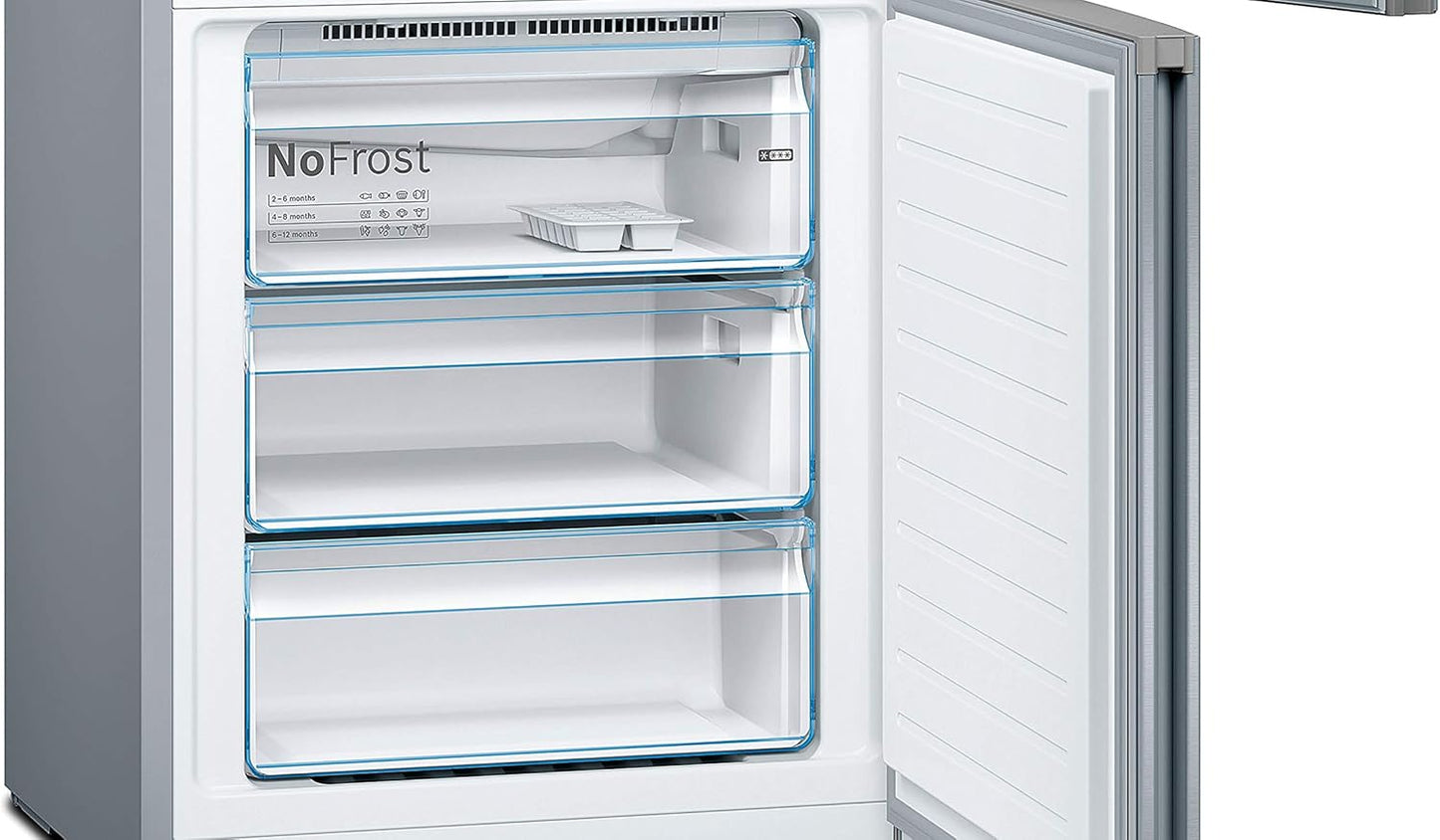 Bosch KGN36NWEA Serie 2 Kühl-Gefrier-Kombination, 186 x 60 cm, 215 L Kühlen & 87 L Gefrieren, NoFrost nie wieder abtauen, LED-Beleuchtung gleichmäßige Ausleuchtung