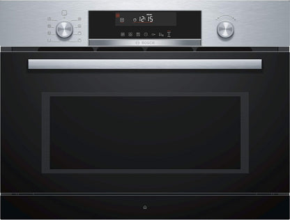 Bosch BFR634GS1 Serie 8 Einbau-Mikrowelle, Türanschlag Rechts, AutoPilot 7 Automatikprogramme, Reinigungsunterstützung, TFT-Touchdisplay, LED-Beleuchtung gleichmäßige Ausleuchtung, 38 x 60 cm, 900 W
