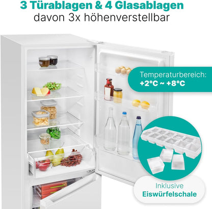 Bomann® Kühlgefrierkombination, 269 L Nutzinhalt - Kühlen: 198 L | Gefrieren: 71 L, Energiesparend, leise 39 dB, LED, wechselbarer Türanschlag, Höhe:180 x Breite: 55 x Tiefe: 55.8 cm - KG 184.1 weiß